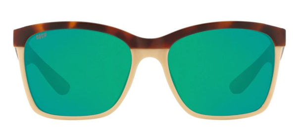 Costa Del Mar Womens Anaa Shiny Retro Tort/Cream/Mint Frame - Green Mirror 580 Plastic Lens - Polarized Sunglasses