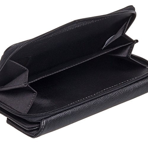 Mundi Big Fat Pebble Black Wallet Clutch Organizer With Change Pocket