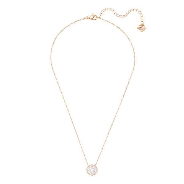 Swarovski Sparkling Dance Round Necklace - White, Rose-Gold Tone Plated