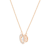 Swarovski Sparkling Dance Round Necklace - White, Rose-Gold Tone Plated