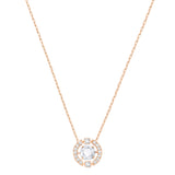 Swarovski Sparkling Dance Round Necklace - White, Rose-Gold Tone Plated