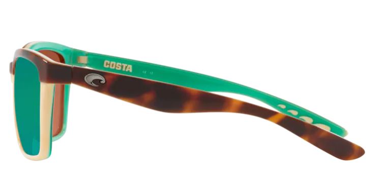 Costa Del Mar Womens Anaa Shiny Retro Tort/Cream/Mint Frame - Green Mirror 580 Plastic Lens - Polarized Sunglasses