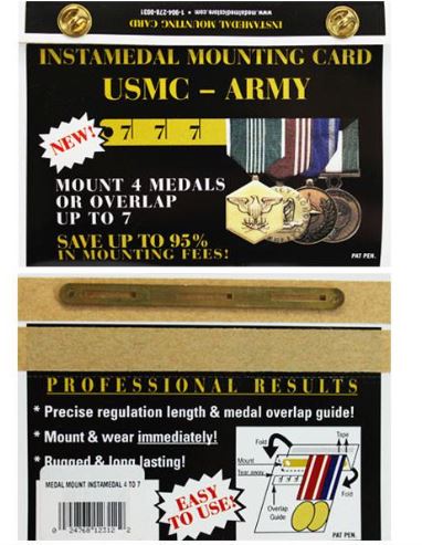 Vanguard Marine Corps or Army Instamedal Mounting Card 4 to 7 Full Size Medals