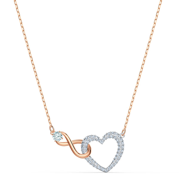 Swarovski Infinity Heart Necklace - White, Mixed Metal Finish