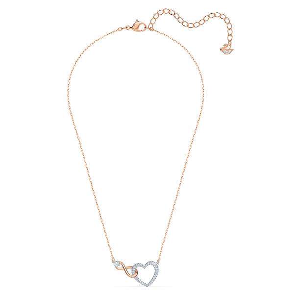 Swarovski Infinity Heart Necklace - White, Mixed Metal Finish