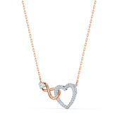 Swarovski Infinity Heart Necklace - White, Mixed Metal Finish