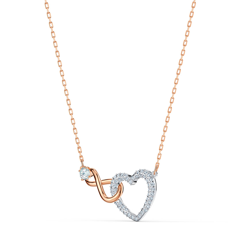 Swarovski Infinity Heart Necklace - White, Mixed Metal Finish