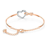 Swarovski Infinity Heart Bangle Bracelet - White, Mixed Metal Finish