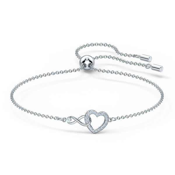 Swarovski Infinity Heart Bracelet - White, Rhodium Plated