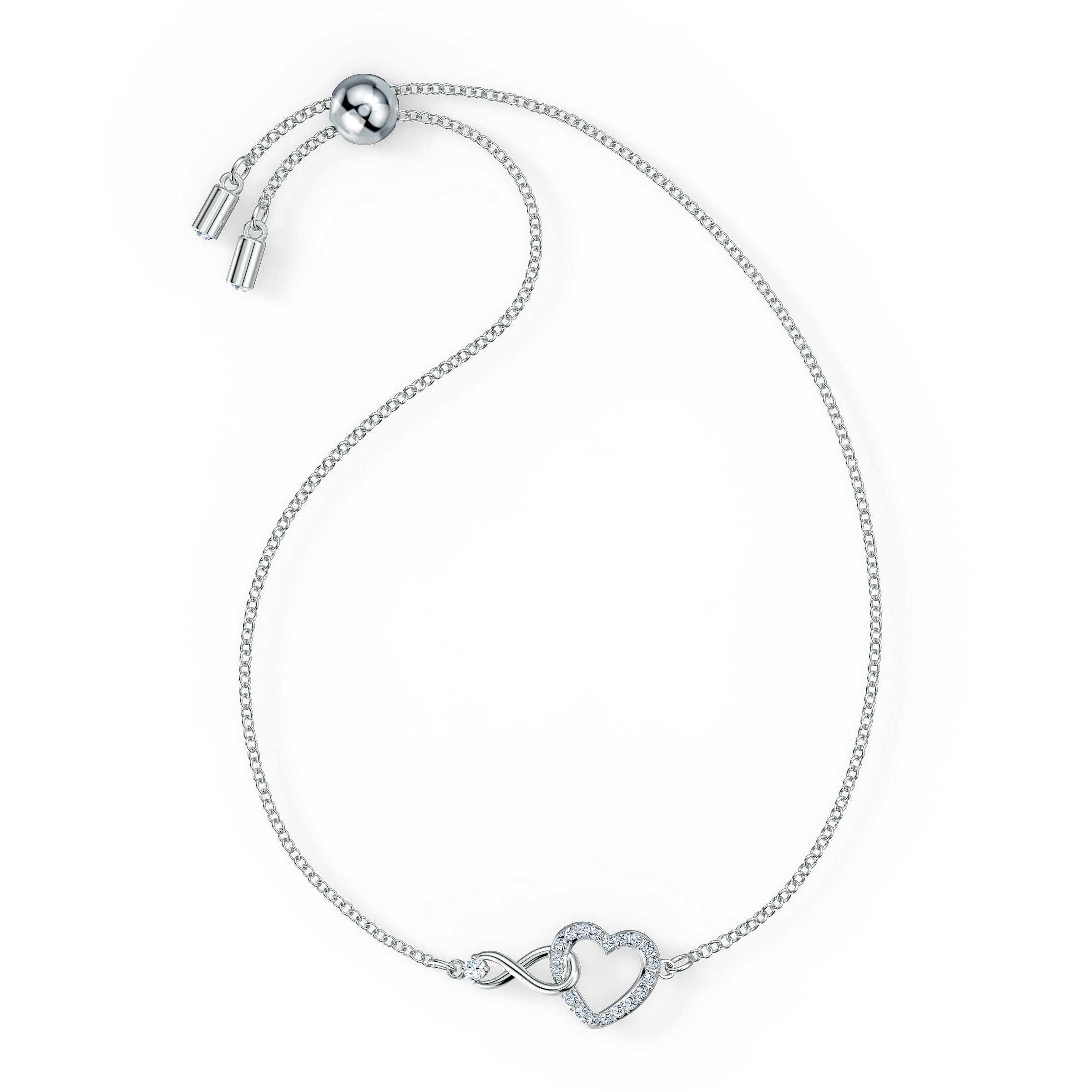 Swarovski Infinity Heart Bracelet - White, Rhodium Plated