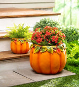 Plow & Hearth Indoor/Outdoor Pumpkin Planters - Set of 2
