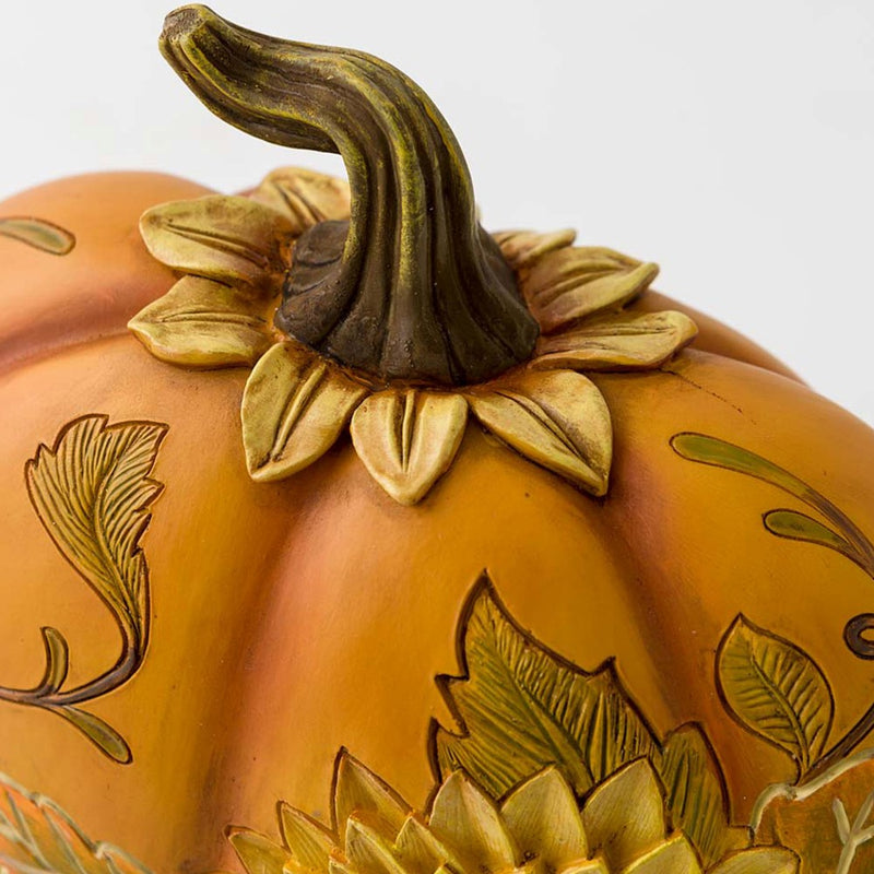 Plow & Hearth Carved Pumpkins with Sunflowers - Set of 2