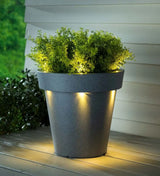 Plow & Hearth Outdoor Fiberglass Planter with Solar Lights