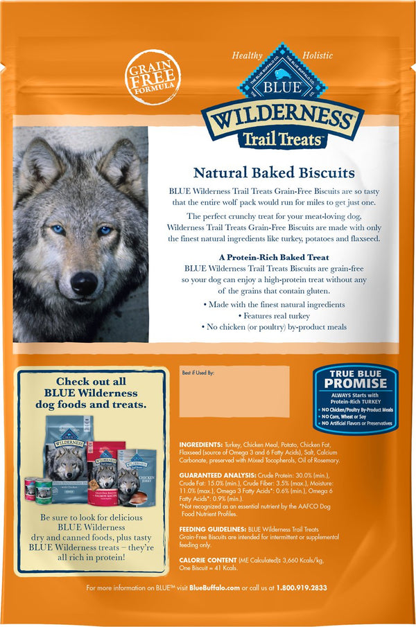 Blue Buffalo Wilderness Trail Treats Grain-Free Turkey Biscuit Dog Treats - 10 oz.