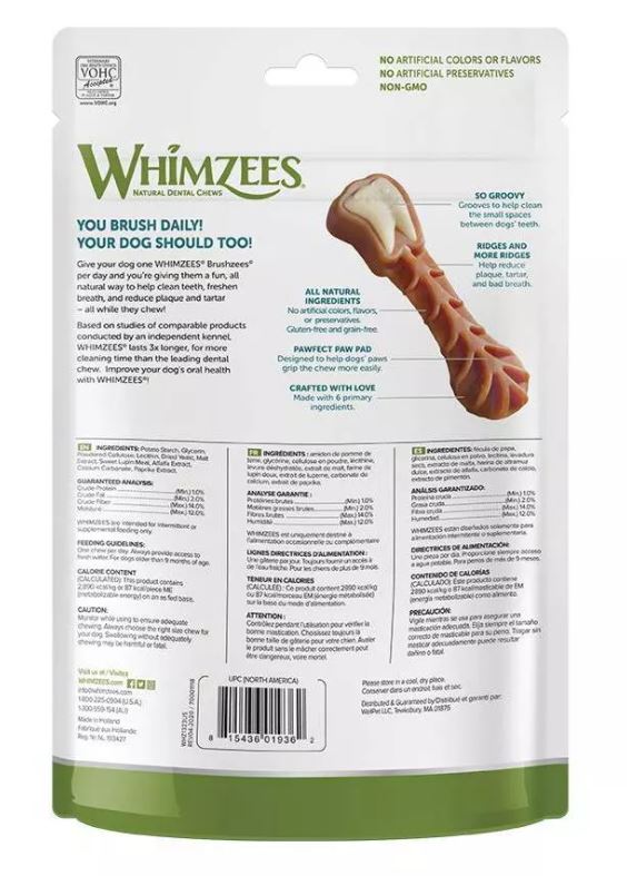 WHIMZEES Brushzees Dental Dog Treats - Medium