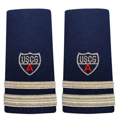 Vanguard Coast Guard Auxiliary Male Hard Shoulder Board: (LTJG) SO, 1 1/2" Stripes & Red A