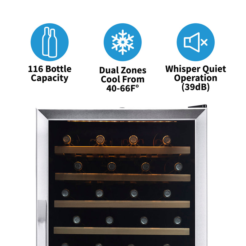 NewAir 116 Bottle Dual Zone Compressor Wine Cooler