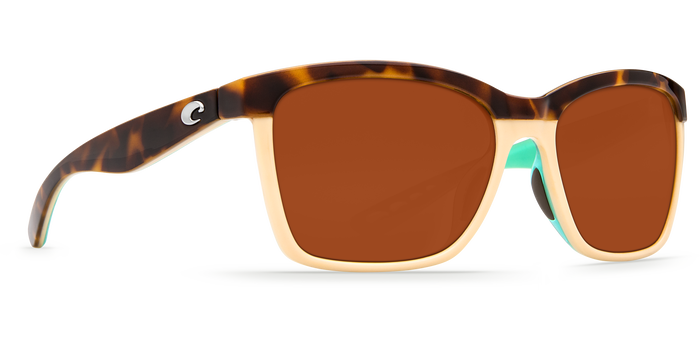 Costa Del Mar Womens Anaa Shiny Retro Tort/Cream/Mint Frame - Copper 580 Plastic Lens - Polarized Sunglasses