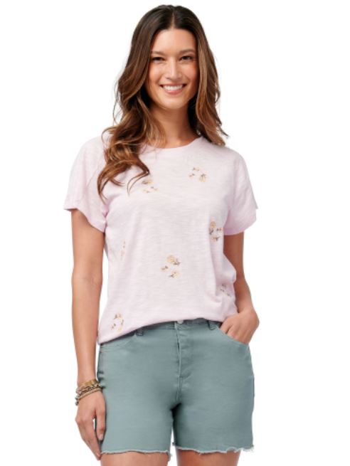 Democracy Womens Short Sleeve Scoop Neck Top
