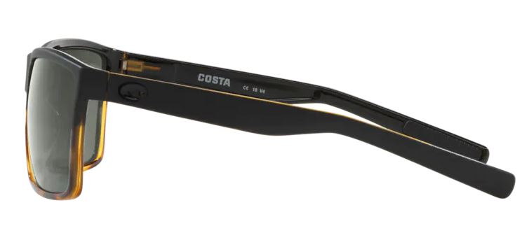 Costa Del Mar Rincon Black/Shiny Tort Frame - Gray 580 Glass Lens - Polarized Sunglasses