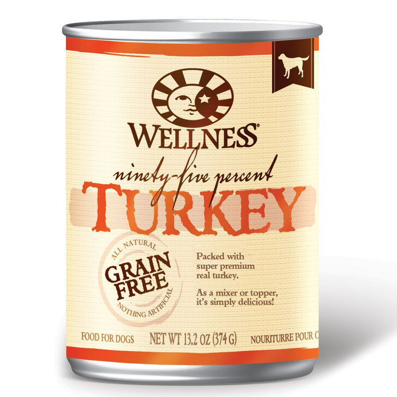 Wellness Ninety-Five Percent Turkey Canned Wet Dog Food 13.2 OZ - Natural, Grain Free
