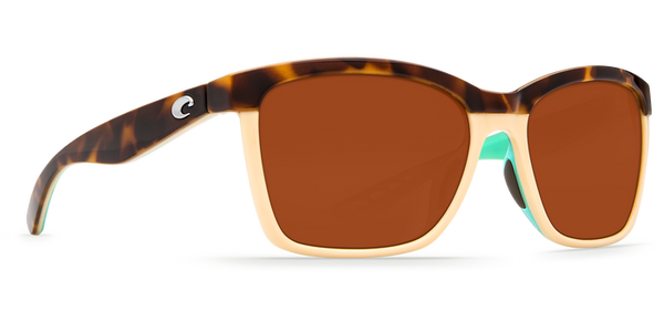 Costa Del Mar Womens Anaa Shiny Retro Tort/Cream/Mint Frame - Copper 580 Plastic Lens - Polarized Sunglasses