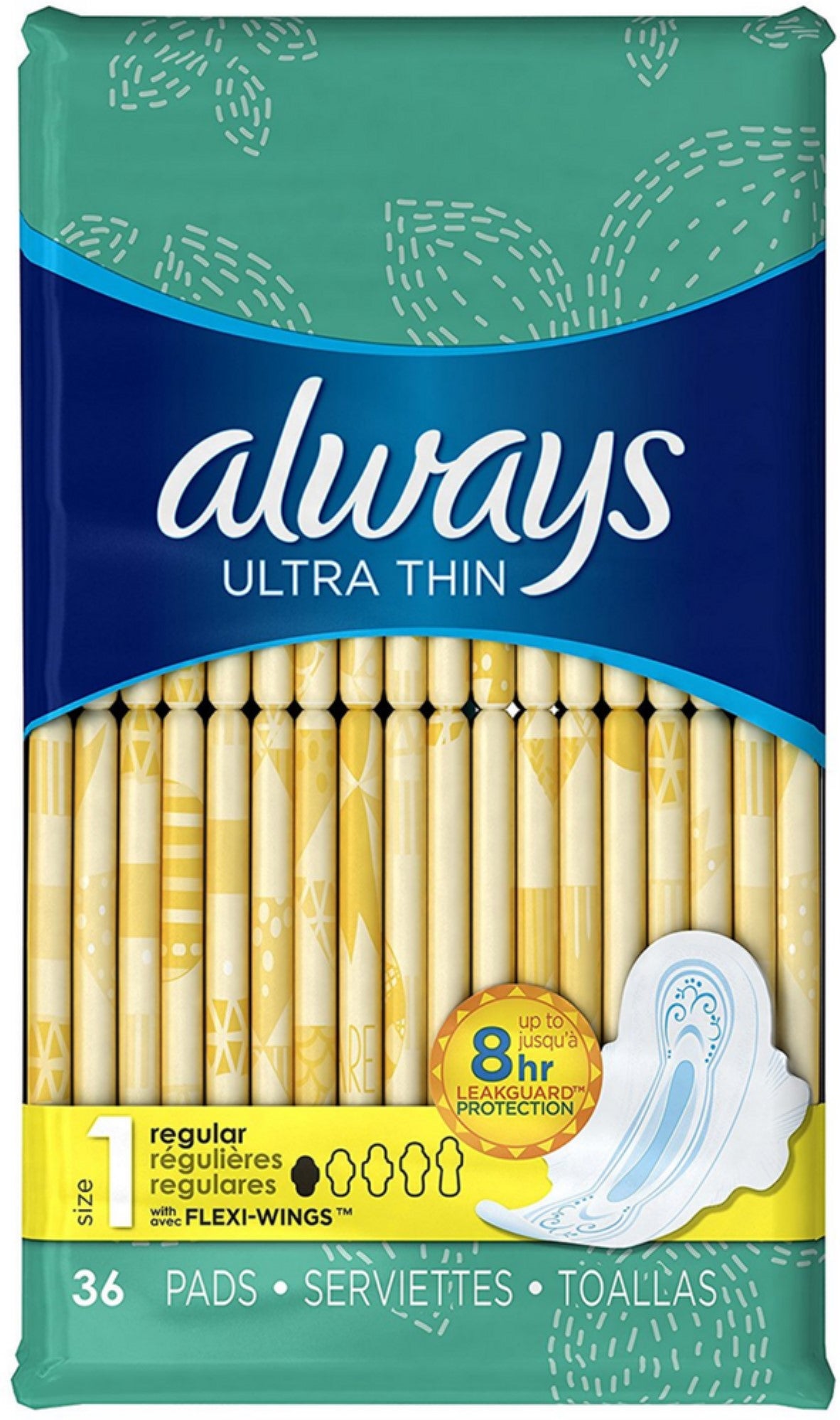 Always Ultra Thin Pads with Wings - Regular - 36 Count