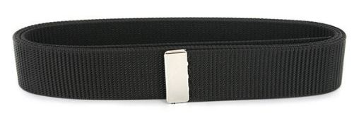 Vanguard Navy Belt: Black Nylon with Silver Mirror Tip - Male