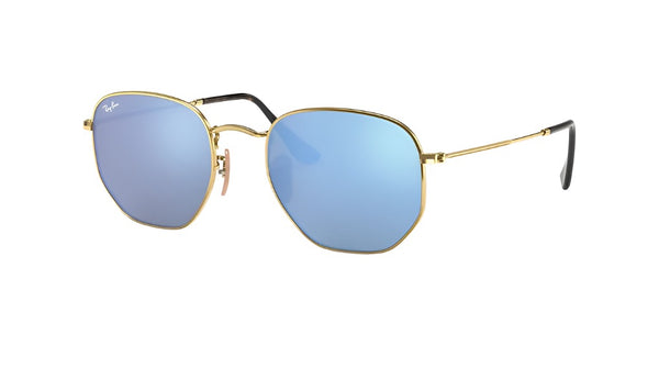 Ray-Ban Hexagonal Non-Polarized Sunglasses - Gold/Light Blue