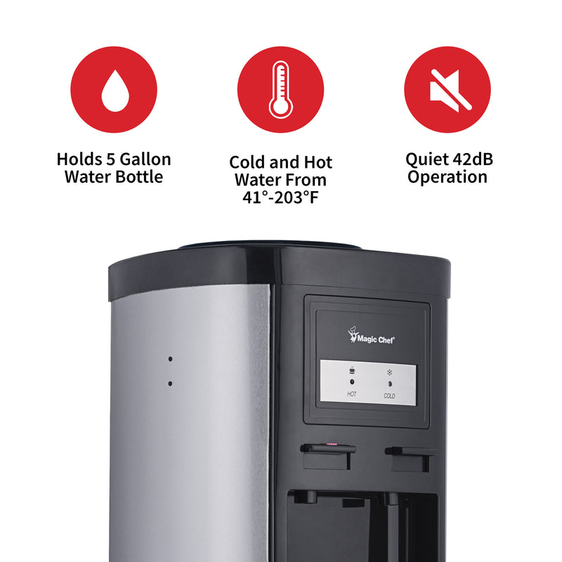 Magic Chef Top Loading Water Dispenser, Hot and Cold Water