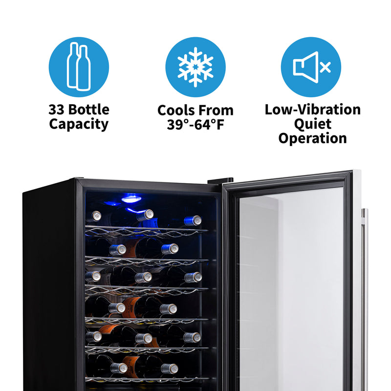 NewAir Freestanding 33 Bottle Compressor Wine Fridge