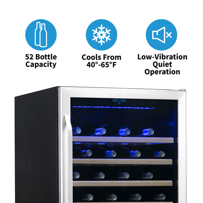 NewAir 52 Bottle Single Zone Built-In Compressor Wine Cooler