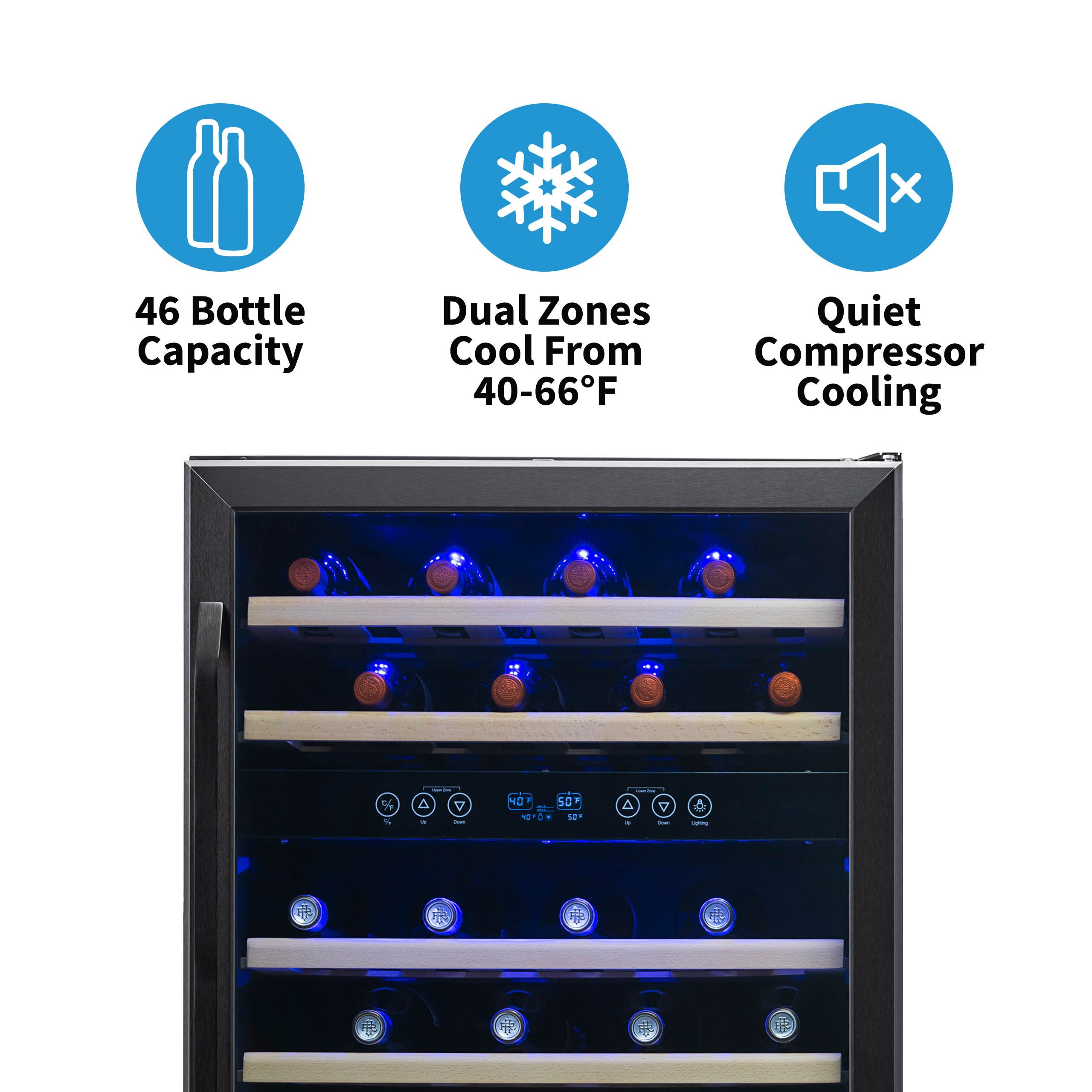 NewAir 24" Built-in 46 Bottle Dual Zone Compressor Wine Cooler