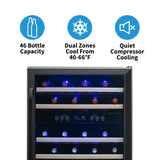 NewAir 24" Built-in 46 Bottle Dual Zone Compressor Wine Cooler