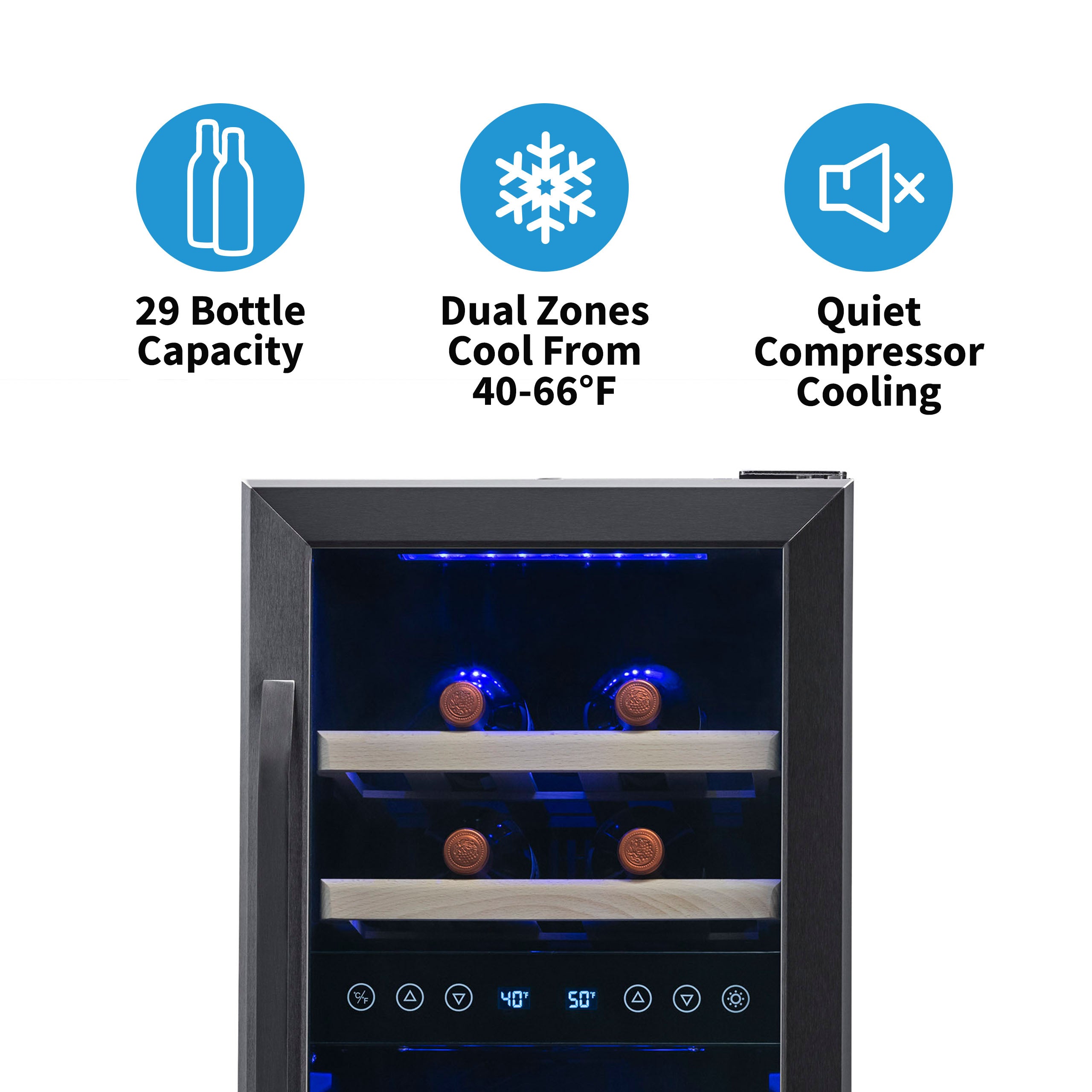 NewAir 15" Built In 29 Bottle Dual Zone Compressor Wine Cooler