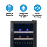 NewAir 15" Built In 29 Bottle Dual Zone Compressor Wine Cooler