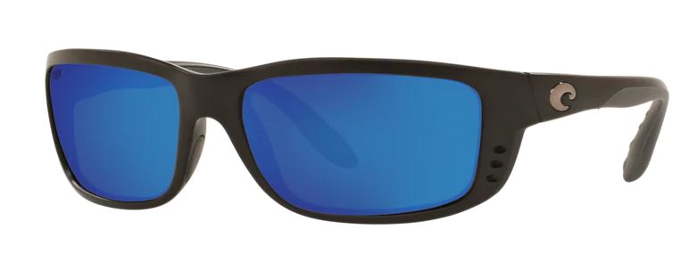 Costa Del Mar Mens Zane Matte Black Frame Blue Mirror 580 Glass Lens Polarized Sunglasses