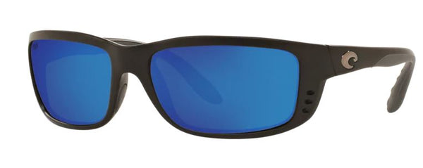 Costa Del Mar Mens Zane Matte Black Frame - Blue Mirror 580 Glass Lens - Polarized Sunglasses