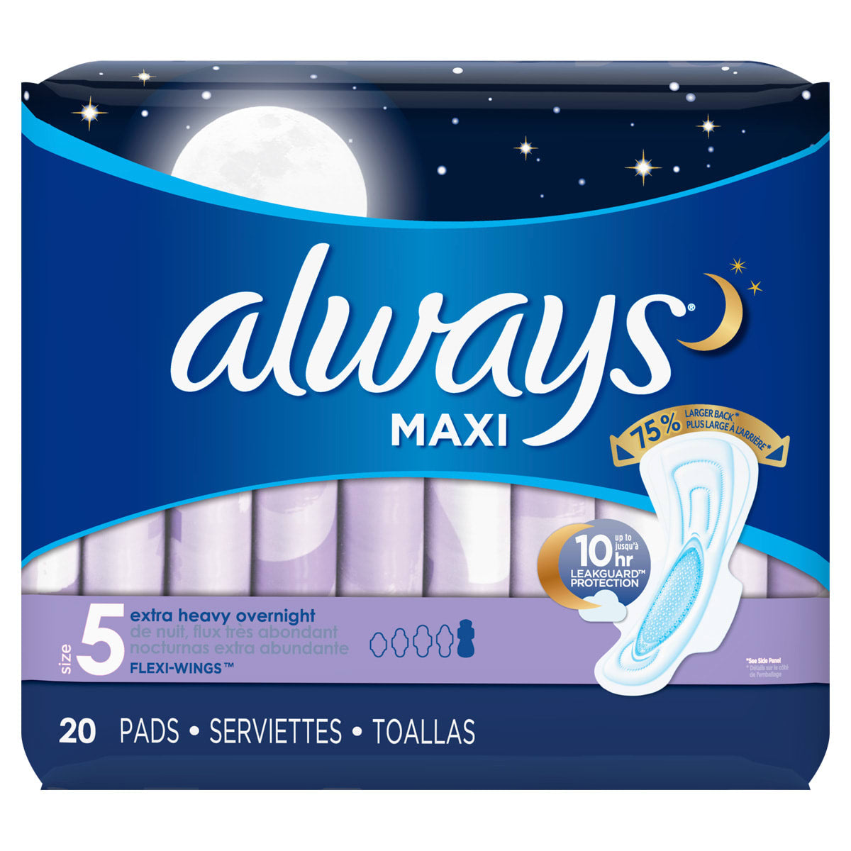 Always Maxi Overnight Pads with Wings - Extra Heavy - 20 Count