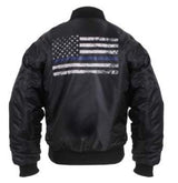 Rothco Mens Thin Blue Line Flag MA-1 Flight Jacket - Size 2XL