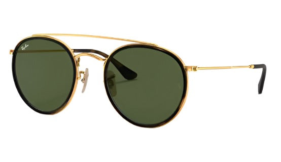 Ray-Ban Round Double Bridge Non-Polarized Sunglasses - Gold/G-15 Green