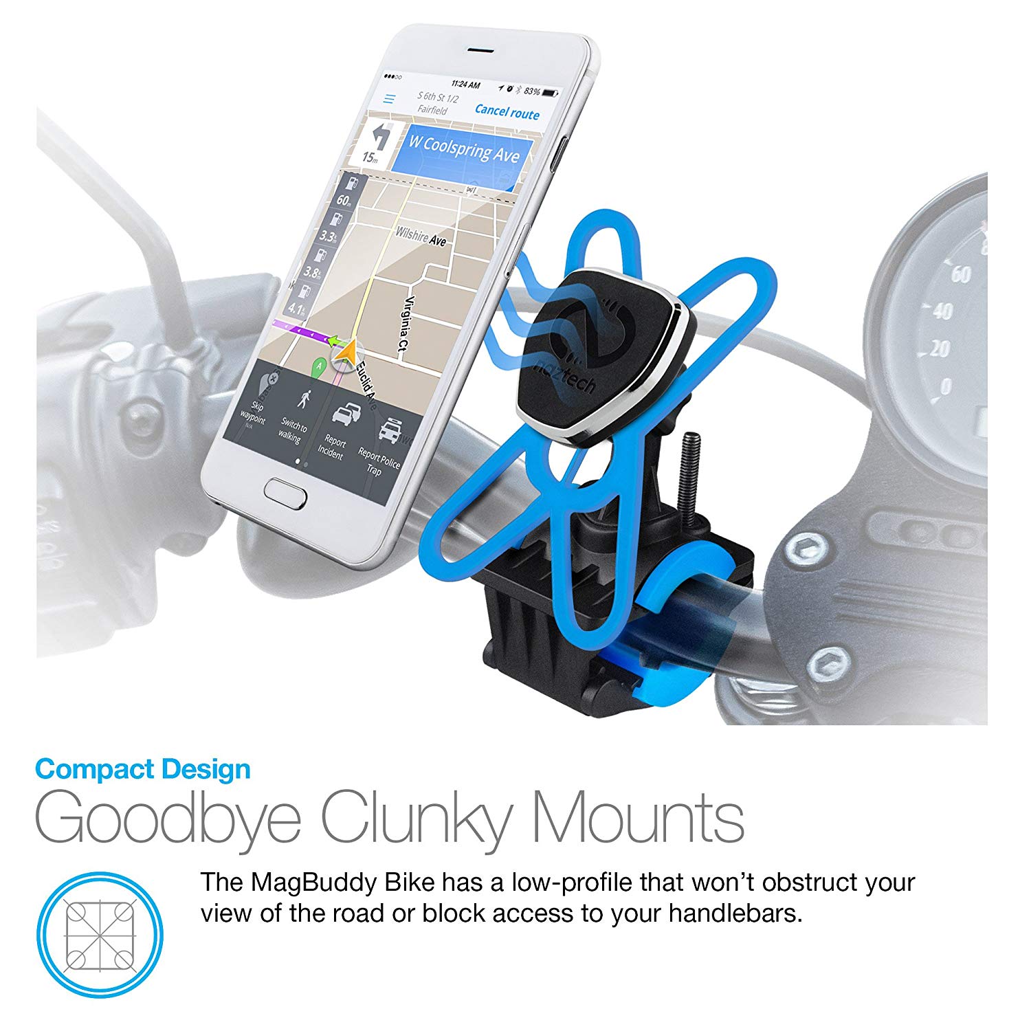 Naztech MagBuddy Universal Magnetic Cell Phone Holder Body Protective for Bikes, Motorcycle & Strollers