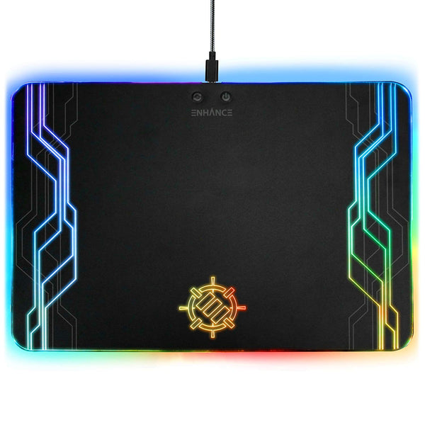 Enhance LED Gaming 7 Light Up Modes Hard Mouse Pad