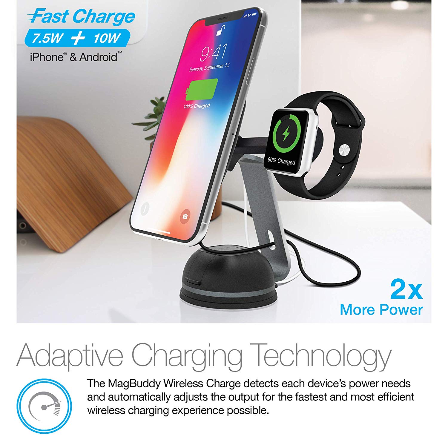 Naztech MagBuddy Wireless Charge Desk Mount