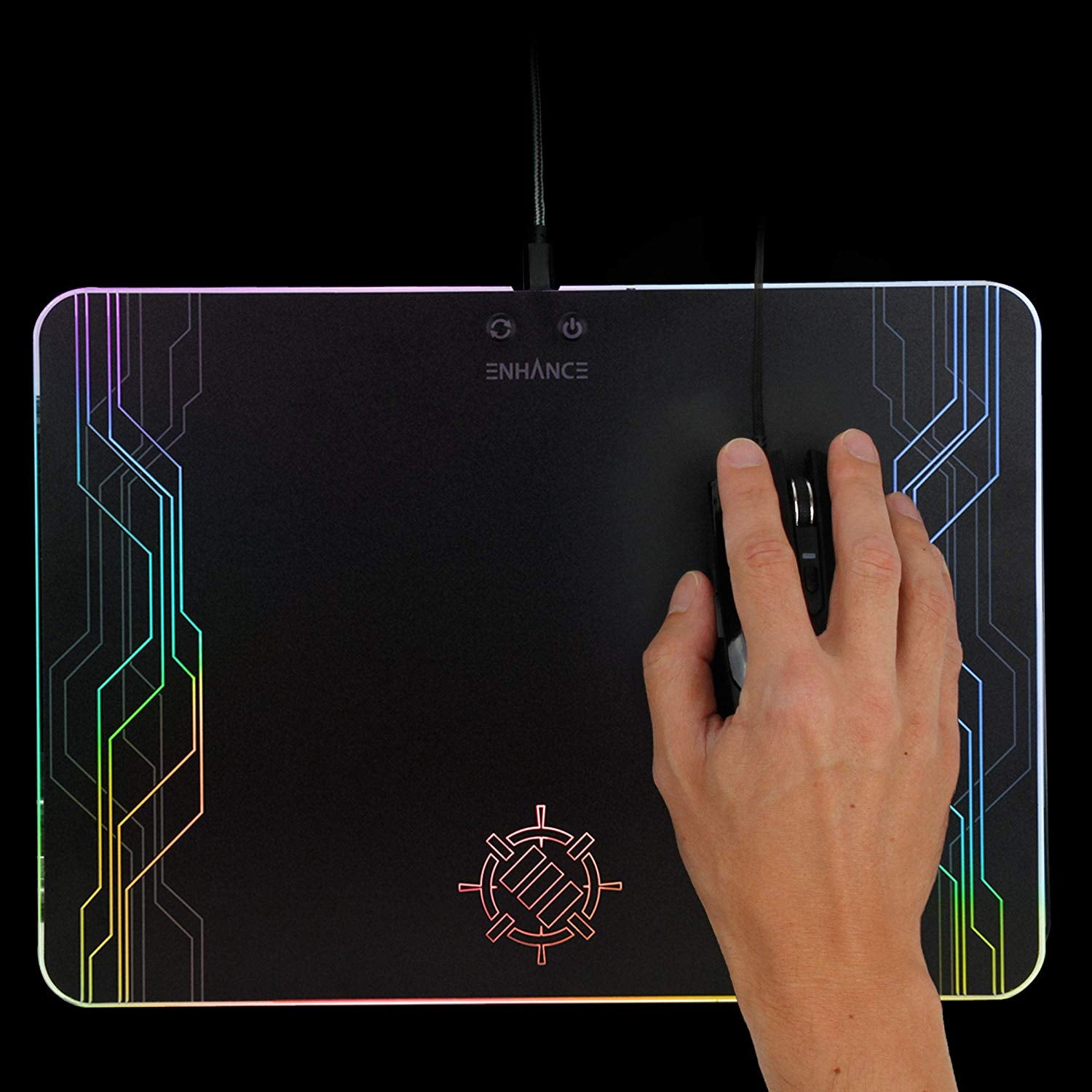 Enhance LED Gaming 7 Light Up Modes Hard Mouse Pad