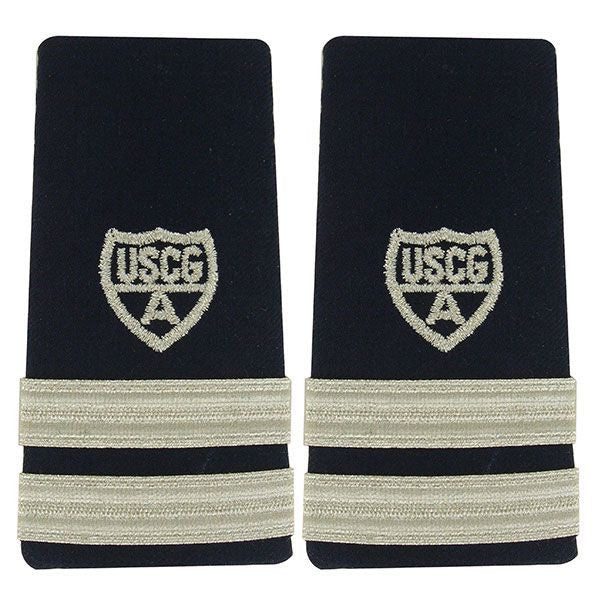 Vanguard Coast Guard Auxiliary Male Enhanced Shoulder Board: FC 2 Stripes & Silver "A"