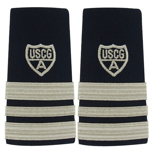 Vanguard Coast Guard Auxiliary Enhanced Male Shoulder Board: Division Vice Commander 2-1/2 Stripes & Silver "A"