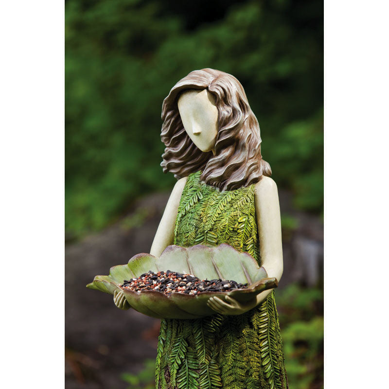 Evergreen Sherwood Fern Statuary with Bird Feeder