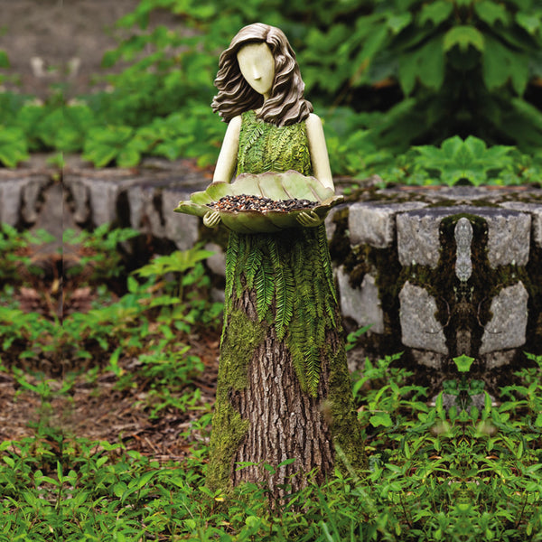 Evergreen Sherwood Fern Statuary with Bird Feeder