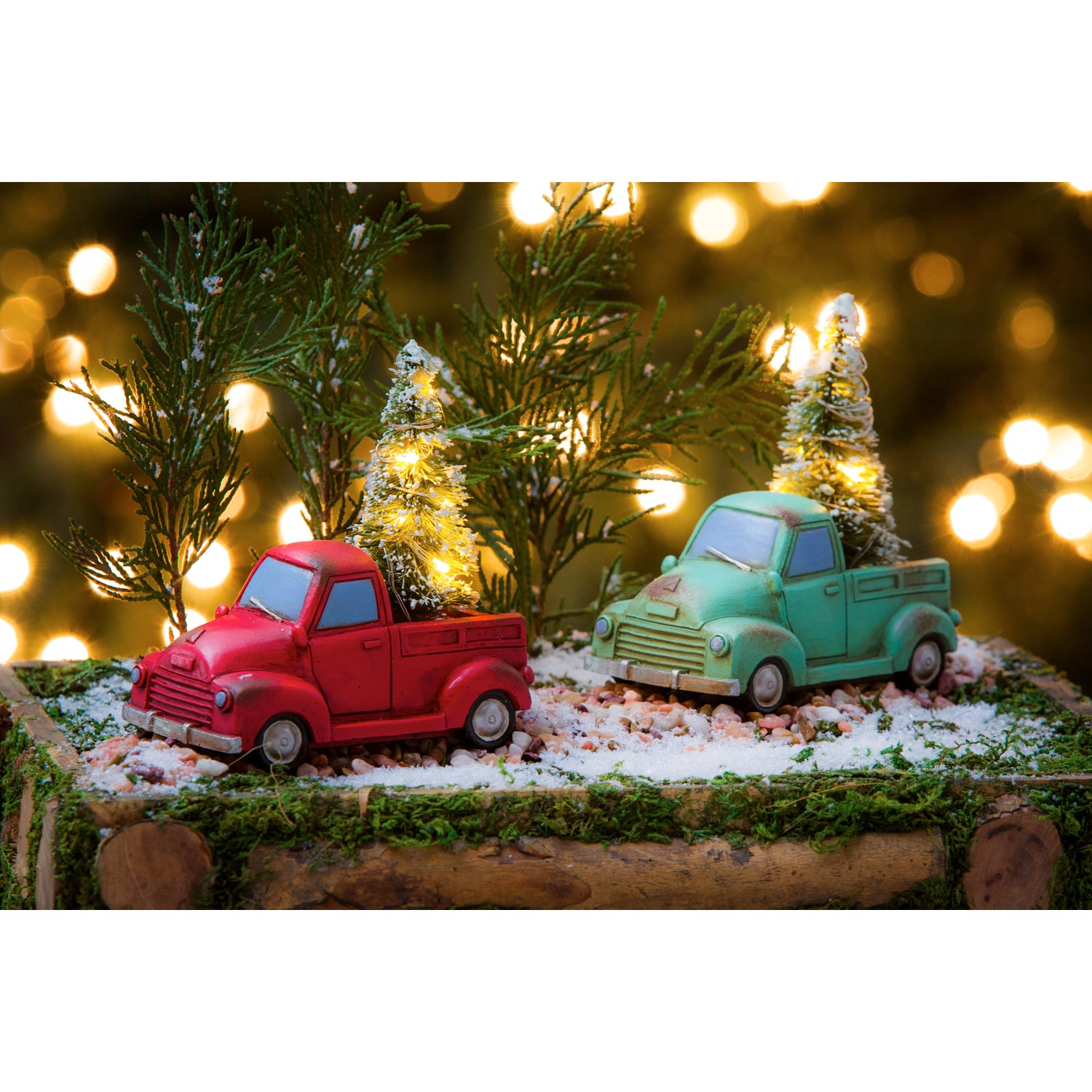 Evergreen Green Holiday Truck with Tree Light Up Ceramic Statuary